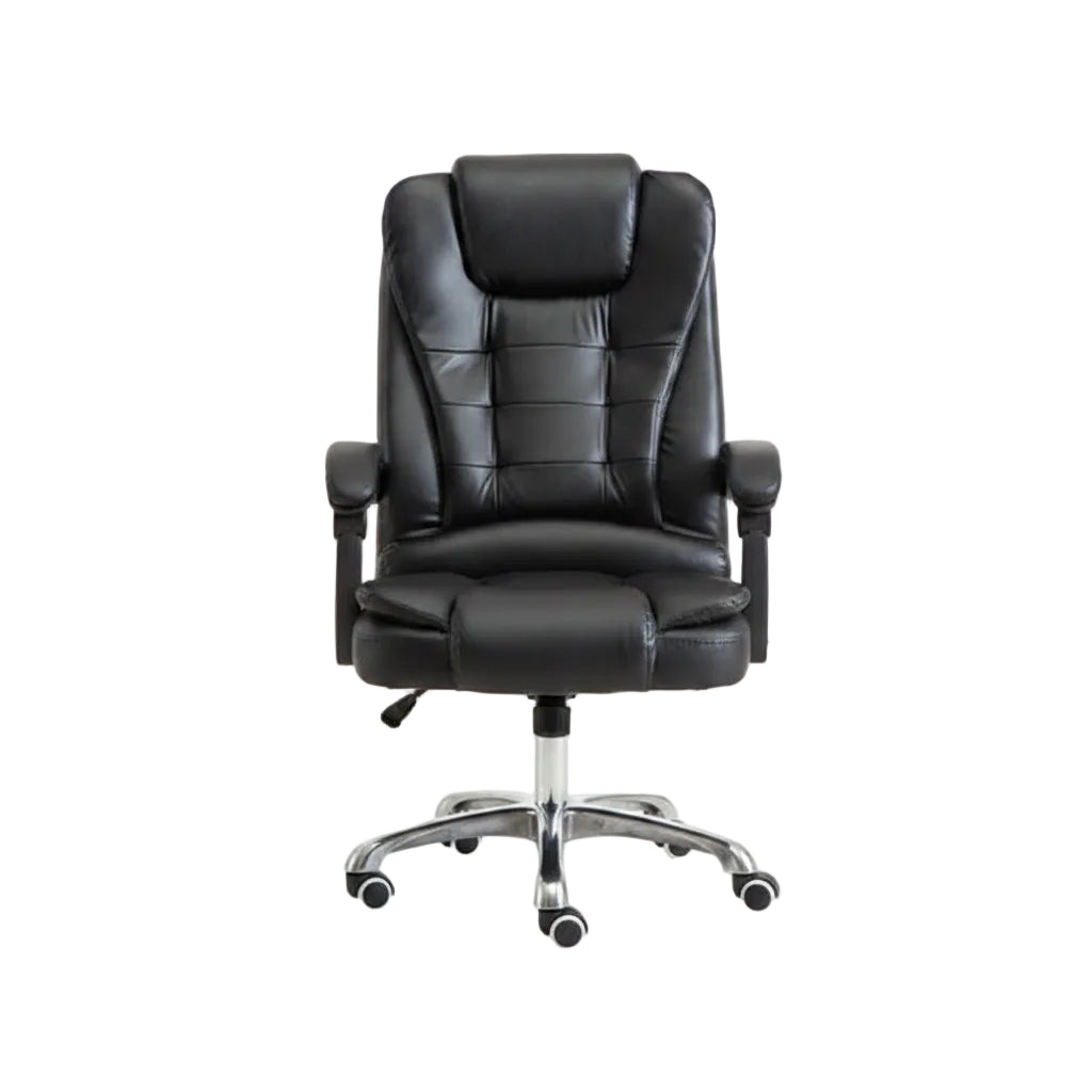 Black office chair with massage points in a home office setting