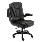 Black office chair with quilted design on a white background