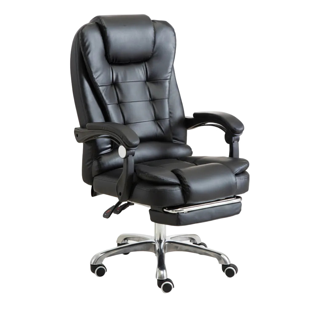 Black office chair with massage points in a home office setting