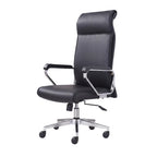 Black office chair with high backrest on a white background