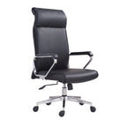 Black office chair with high backrest on a white background