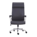 Black office chair with high backrest on a white background