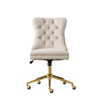 velvet-tufted-office-chair-adjustable-swivel-chair-beige-front-view