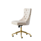 White office chair with gold accents in a home office setting
