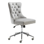 White office chair with dimensions labeled on a white background