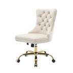 Beige office chair with gold accents on a white background