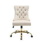 Beige office chair with gold accents on a white background