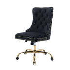 Black office chair with gold accents on a white background